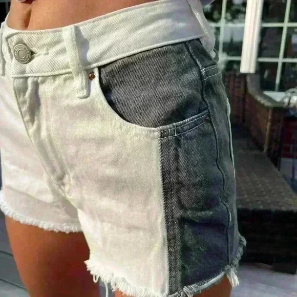 PACSUN White & Lt Wash Black Ripped Vintage High Rise Festival Spring Break - Picture 2 of 8